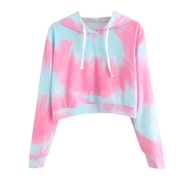 
Women crop top tie dye sweater hoodie custom logo 