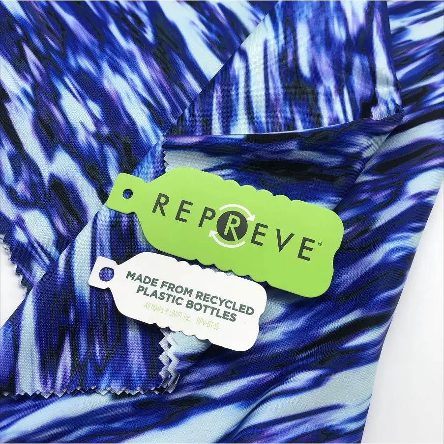 Quick Dry Fit Breathable 90 Polyester 10 Spandex Recycled Plastic Bottle Printed Single Jersey Fabric