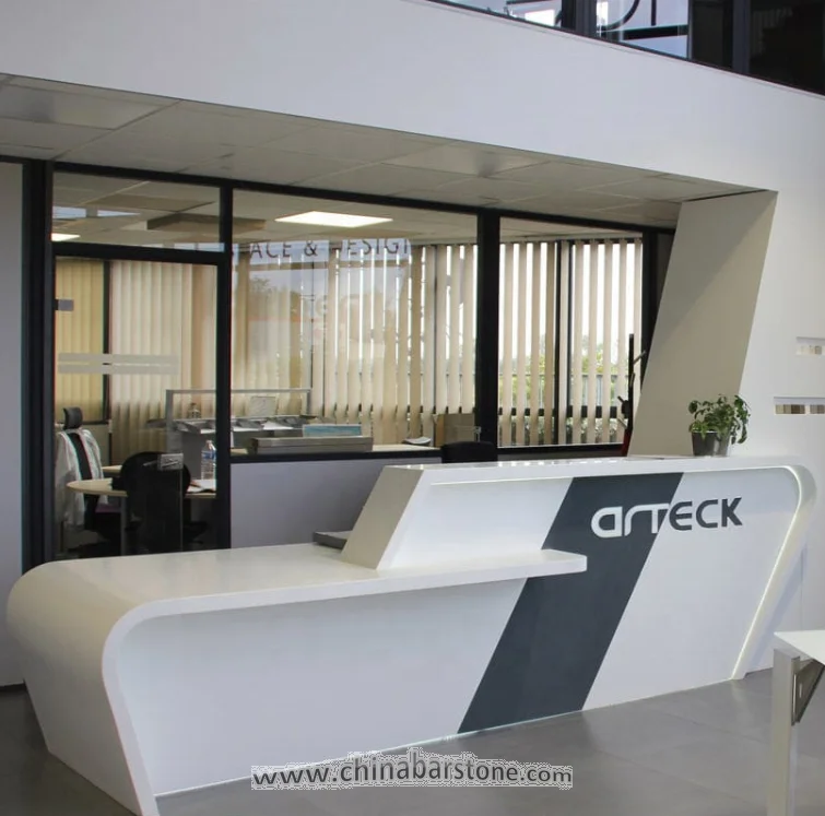 Custom Made Wood Acrylic Marble Countertop Modern Style Front Hotel Reception Desks White Design
