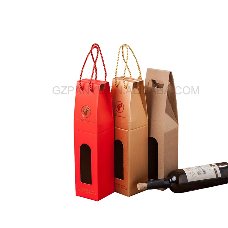 Гофрированный картон 4C, офсетная печать, упаковка для транспортировки, одна бутылка вина, подарочные коробки, покрытие, матовая пленка, ламинирование