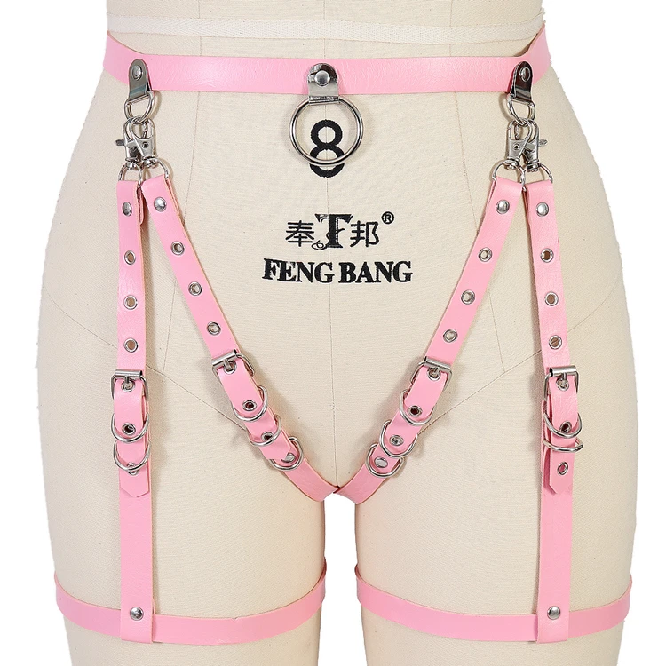 lingerie Women sexy erotic harness belts bondage lingerie suspender belt gothic punk Faux Leather leather leg garters