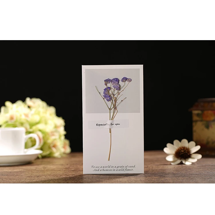 Miniature bouquet of tiny flowers greeting cards with dry cards