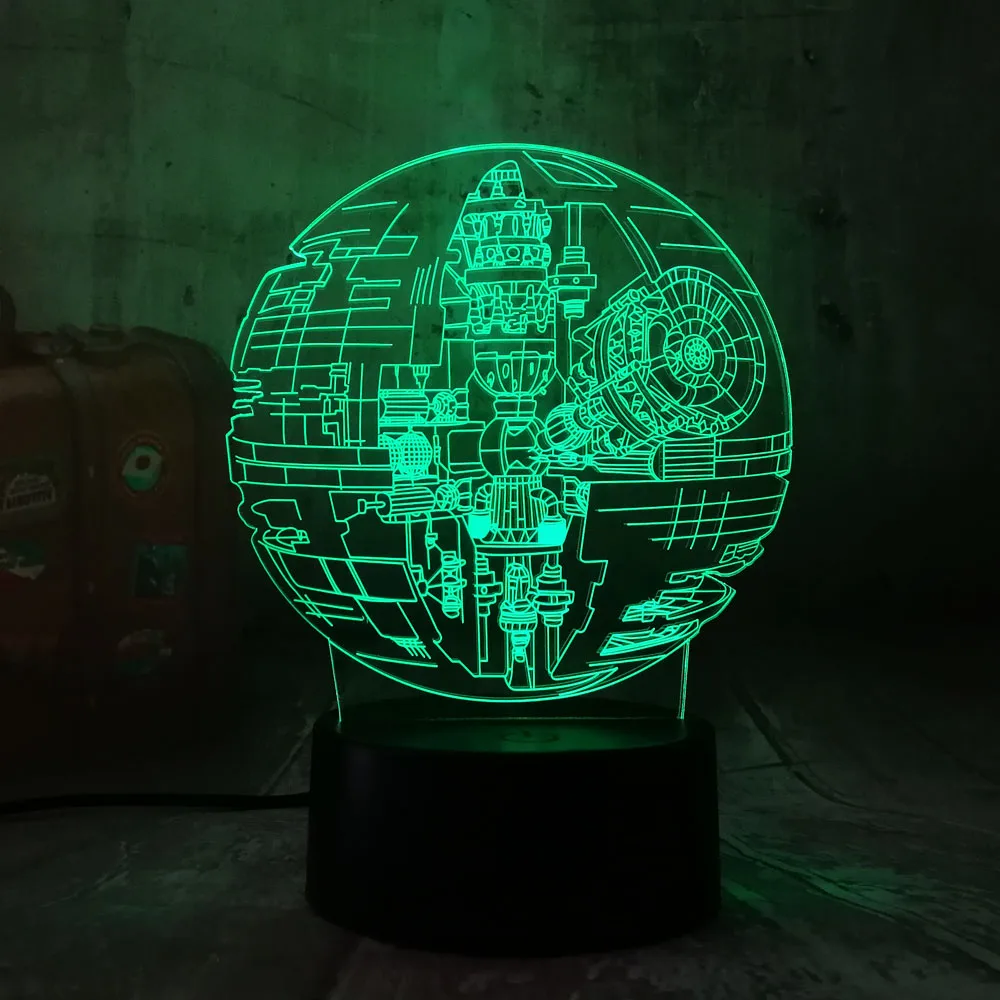 Remote Control Death Star 3D LED Night Light 7 Color Sleep Table Lamb Luminaria Decoration Holiday Kids Gifts Toy Home Decor