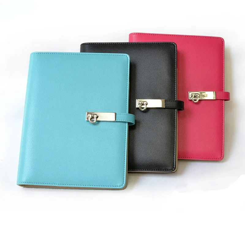 A6 cute diary  leather journal writing notebook 6 ring travel journal cute notebook with metal buckle pen hoop