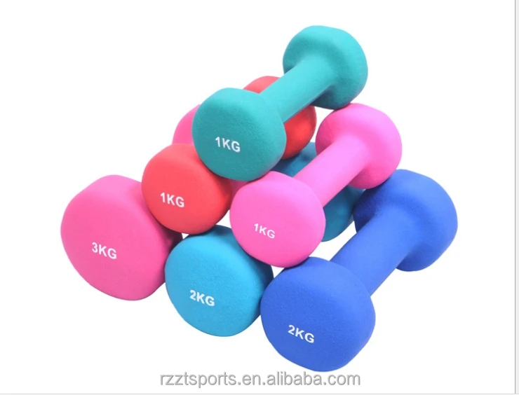 Gym Colorful Fitness Hex Neoprene Coated Dumbbell