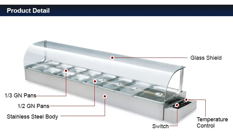 Restaurant Commercial Electric Hot Food Warmer Bain Marie with 220V Voltage Power Source
