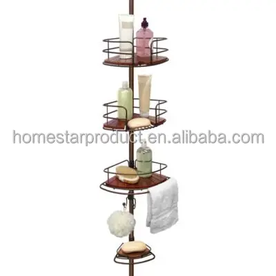 
Homestar Oil Rubbed Bronze Tension Pole Shower Corner teak Caddy 