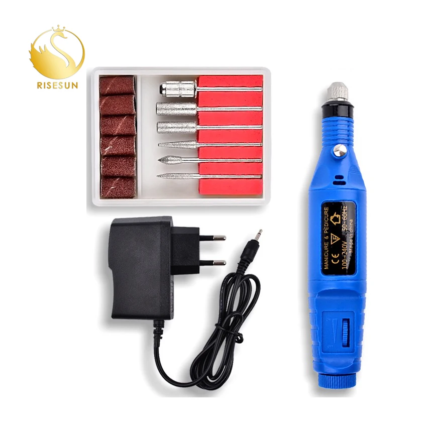 
RISESUN 2019 New Design Low Vibration EU US Plug 2.4mm 3.2mm Collet Manicure Machine strong Nail drill Pen 