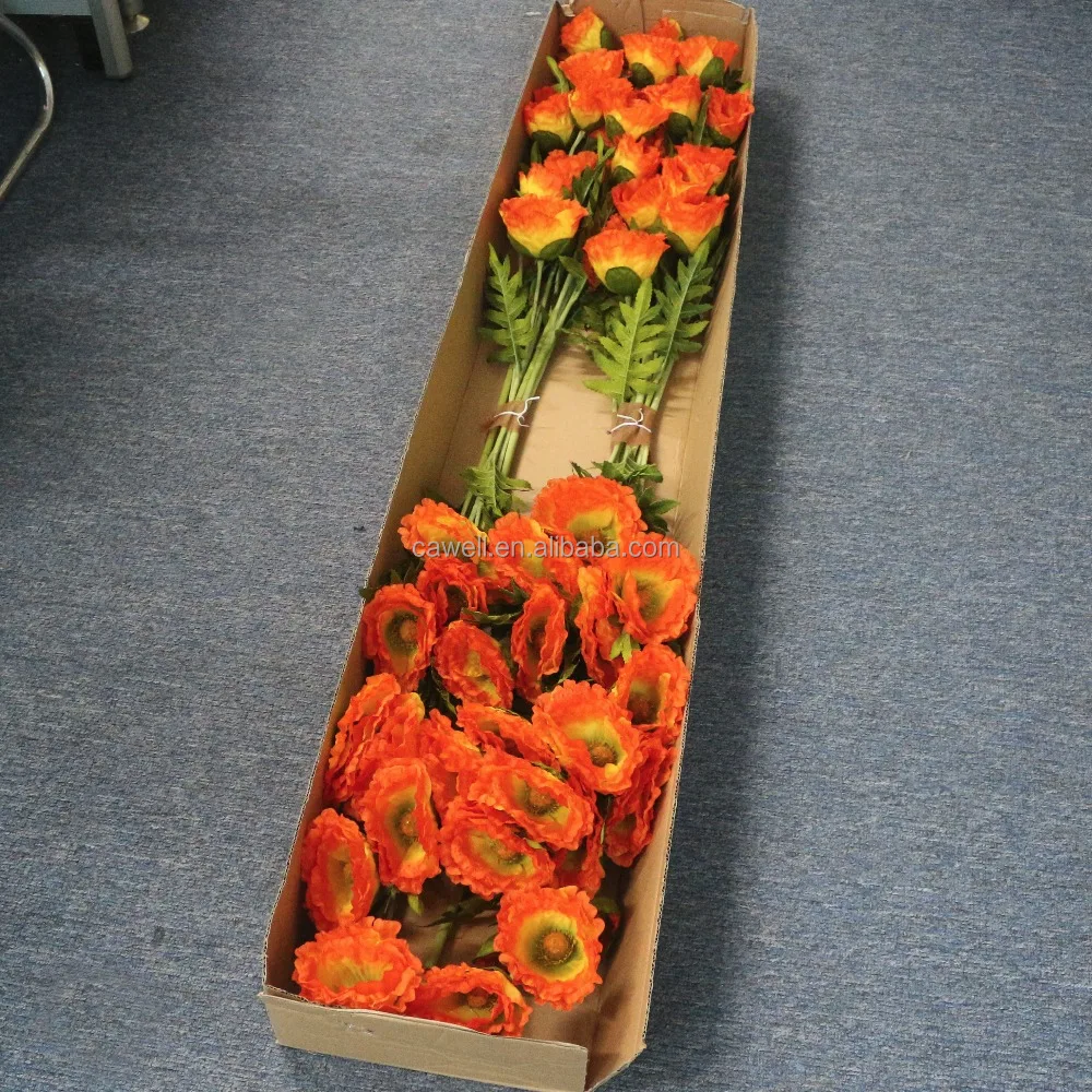 high quality wholesale real touch white red 5 heads big head silk plastic artificial poppy flower