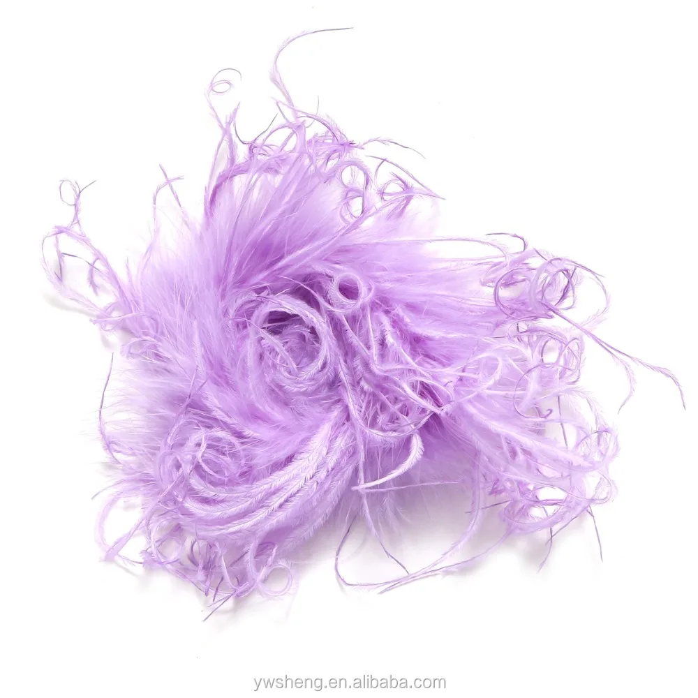 Wholesale Curly Ostrich Feather Puff Artificial Dress Up Hair Bow Clip for Accessories