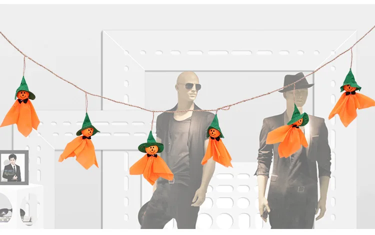 Sunny day doll Halloween pull flag bar scene atmosphere layout Halloween hanging flag