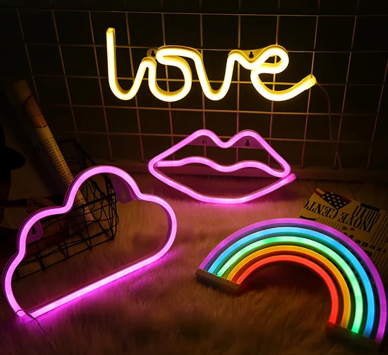 battery powered led light Or USB Drive wall neon light 3d rainbow led night lamp custom neon lights bedroom lamps home decor