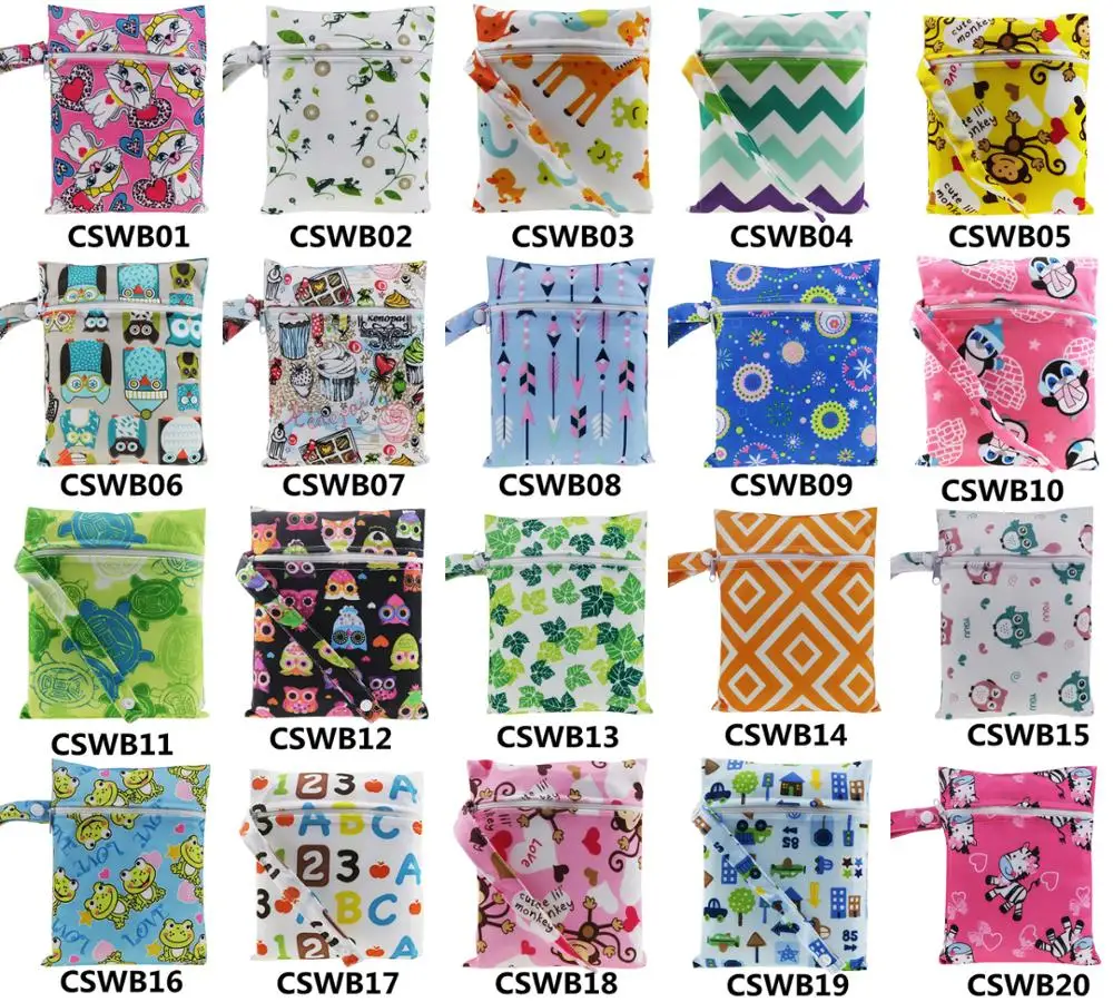 waterproof cloth diaper zipper wetbag nappy laundry bag baby travel bag