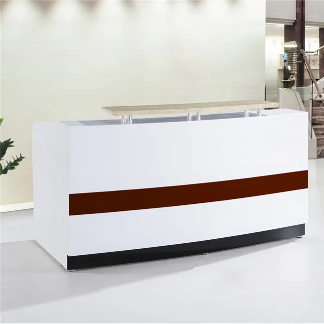 Office Hotel Restaurant Furniture Wooden Counter Modern Curved Reception Desk