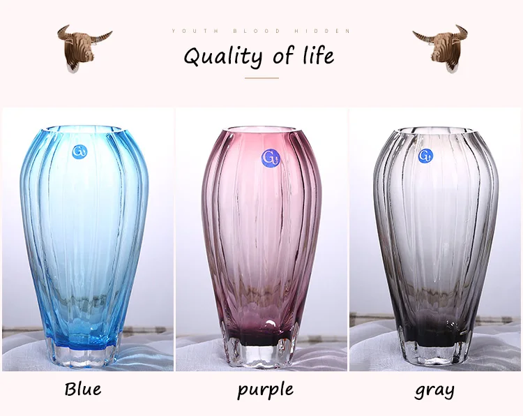 Wholesale Clear Glass Vase for Weddings Hand-blown Art Flower Vases for Home Decoration