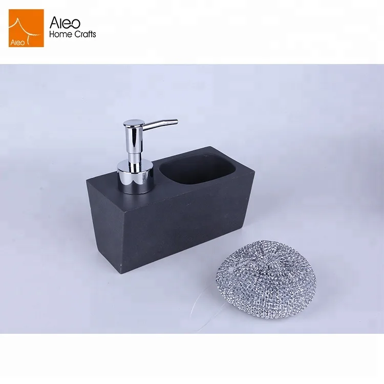 Кухня черный пресс для мыла дозатор с Кисть Губка держатель ручной жидким моющим средством бутылка для лосьона