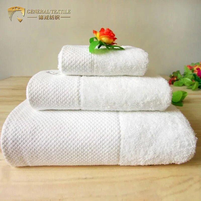 100% Cotton White Embroidered Bath Hand Towel Set