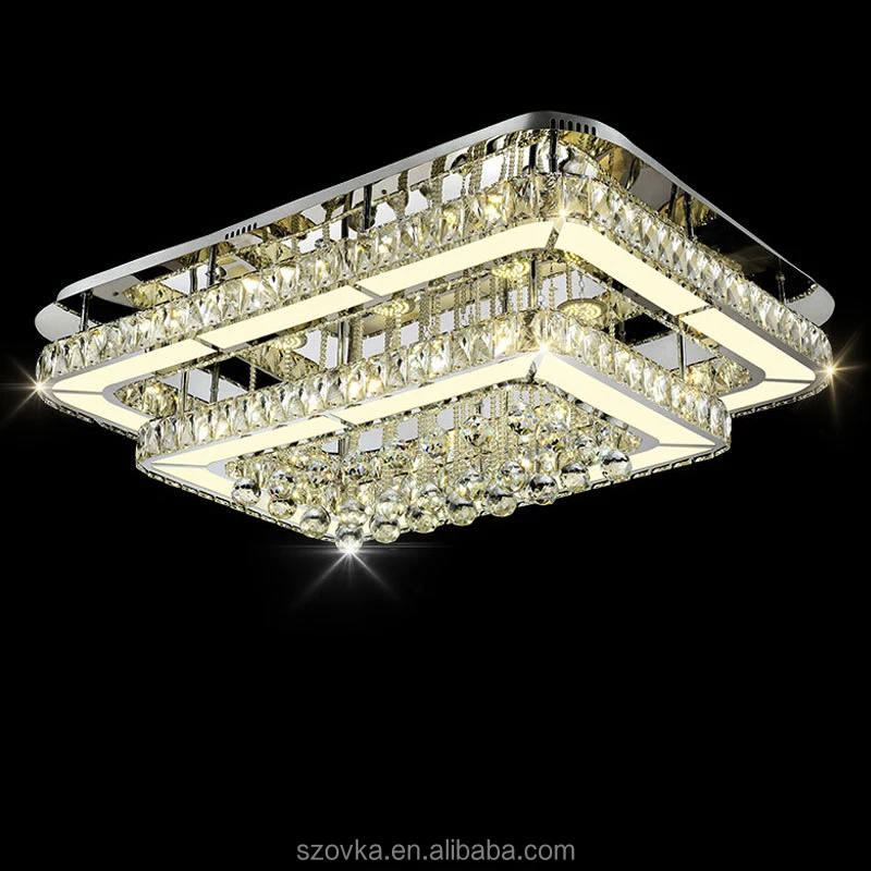 Best new design contemporary luxury rectangular led crystal ceiling lamp lighting