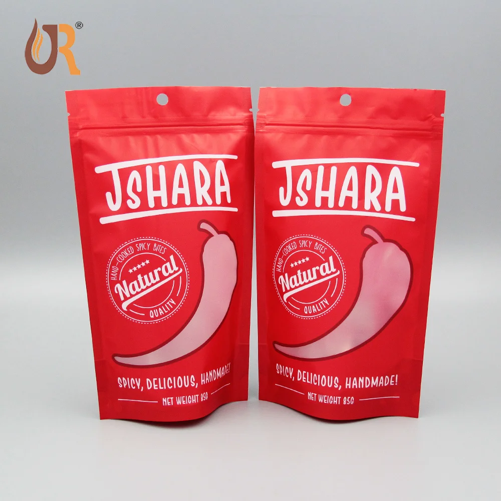 Zipper lock stand up case hang hole chili package 85g bag