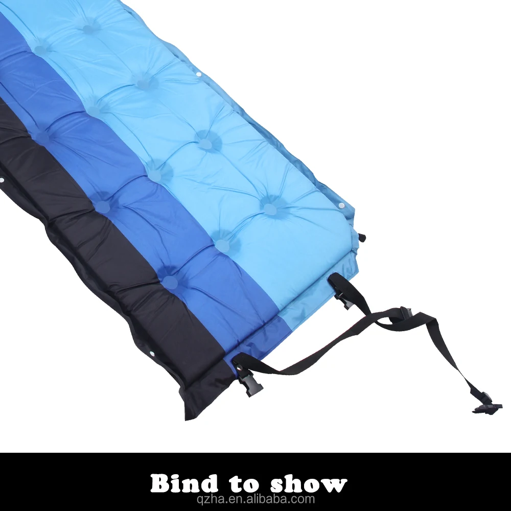 
wholesale single self-inflating camping roll mat 190T inflatable sleeping mattress with pillow for hiking, backpack 