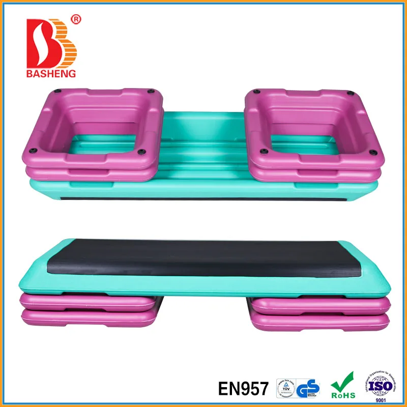 
Personal Trainer Adjustable Aerobic Platform Stepper with 2 Risers 