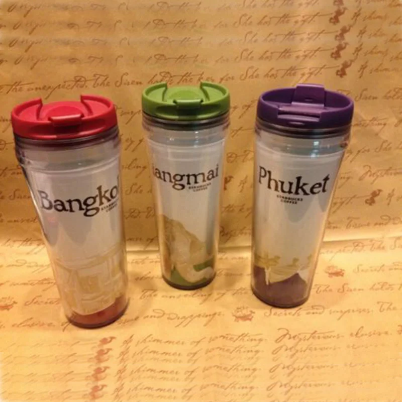 wholesales double wall plastic insert paper travel mug, bpa free photo insert travel mug with custom logo,16oz paper mug