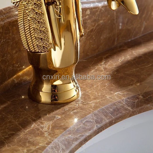 Brass Luxurious Ornate Gold Faucet Swan Tap Mixer Graven Swan Design Sink Basin Faucet G1081