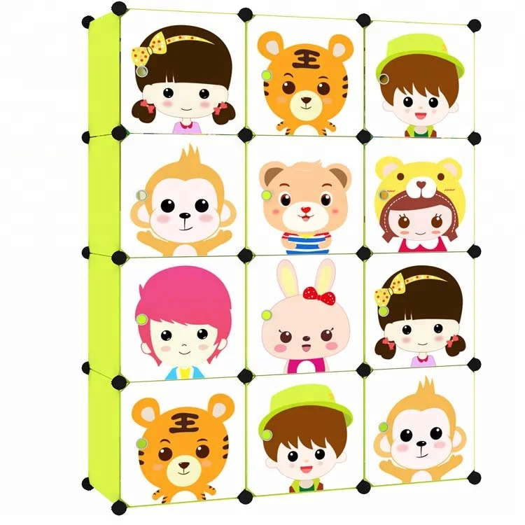 
Cartoon door Freestanding ABS Plastic diy folding cupboard baby wardrobe cupboard baby Dust seal wardrobe 