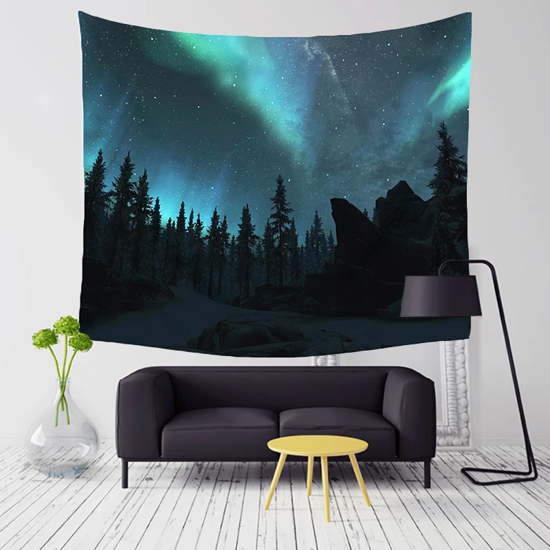 Graceful Night Starry Sky Wall Tapestry Beautiful Sight   Tree Natural Scenery custom wholesale Tapestry
