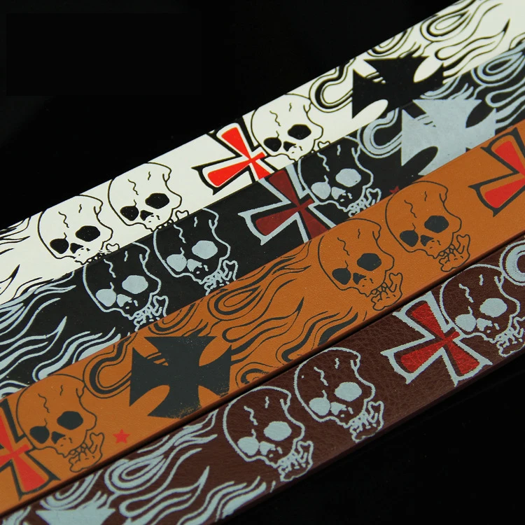 Новый ремень с принтом черепа для отдыха в Европе и Америке локомотивный мужской ремень в стиле панк хип-хоп