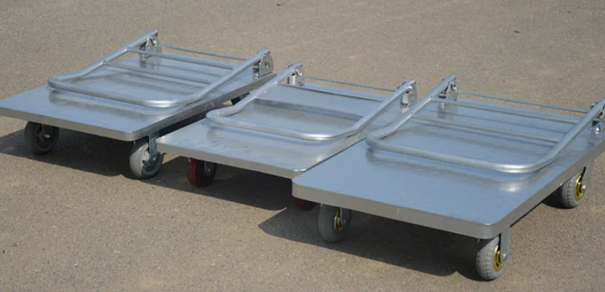 Warehouse storage hand push transport cargo platform trolley