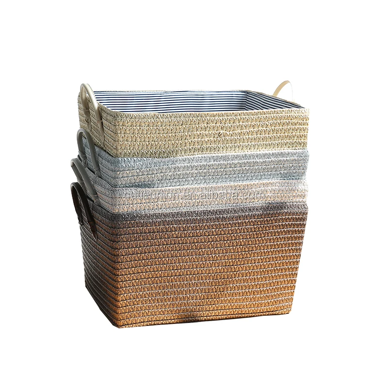 Pp Grass Weave Basket for Clothes Baby Toys Underwear Storage Eco Friendly Plastic Clothing Carton Box