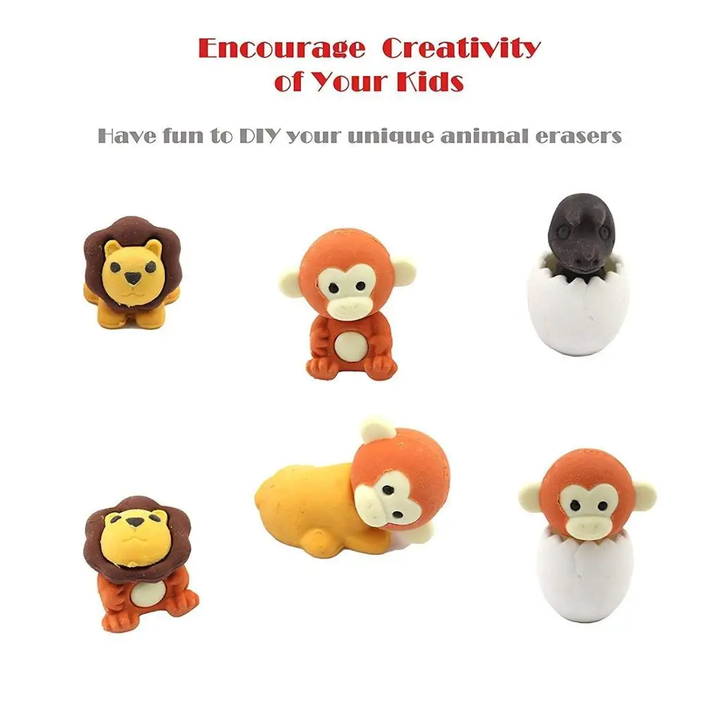 2019 Disassembled animal magic ball pen erasers pencil cartoon 3D earsers for kids 32PCS/PACK