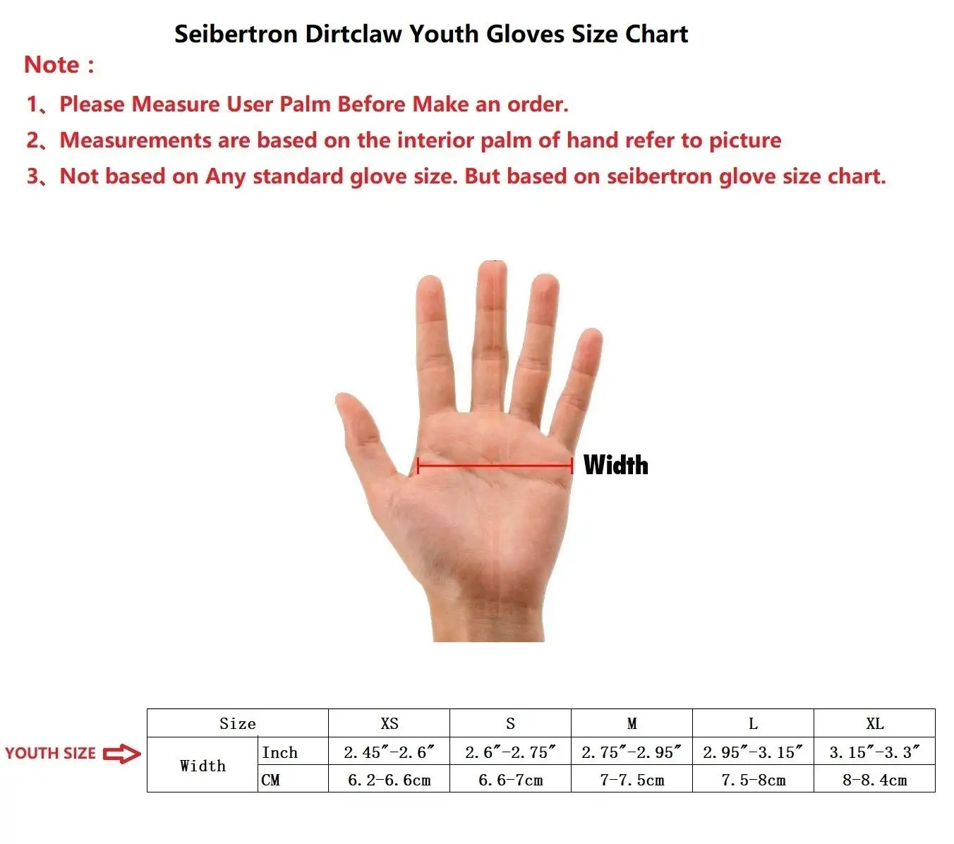 Seibertron Youth Dirtclaw Unisex BMX MX ATV MTB Road Racing Mountain Bicycle Cycling Off-Road Dirt Bike Gel Padded Gloves