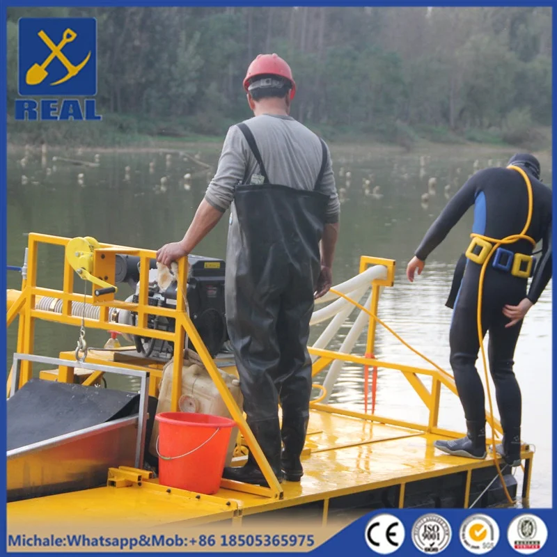 Light portable back-pack dredge gold and diamond dredging machine