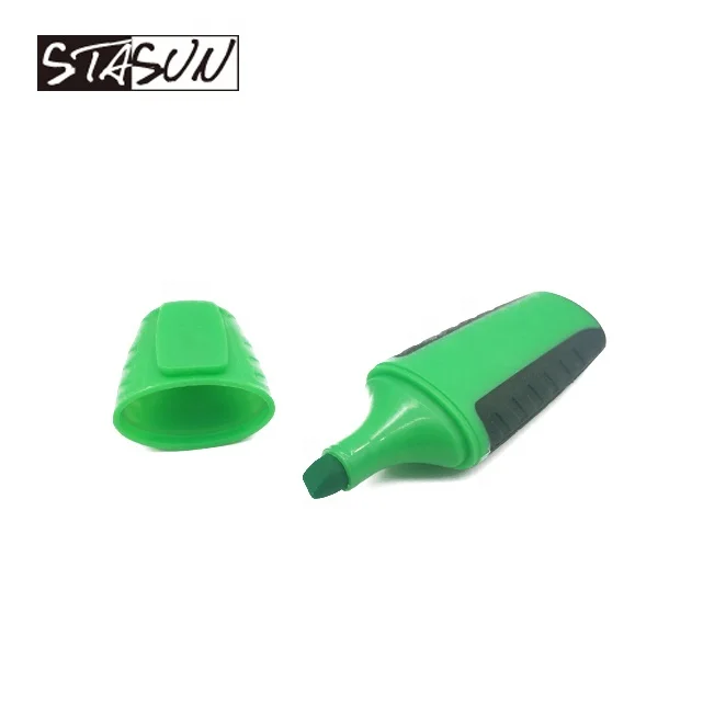 Fluorescent Chisel Tip Macarons pastel color mini Flat Highlighter Marker Pen With Clip and Rubber Grip