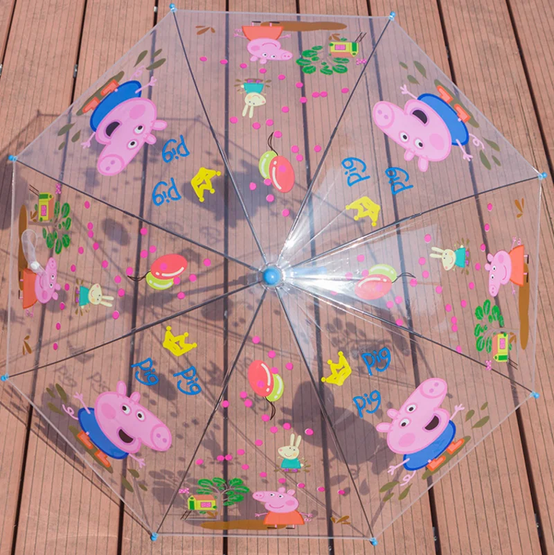 Peppa Свинья Мультфильм Начальная Школа Студенты Прозрачный Зонтик Детей