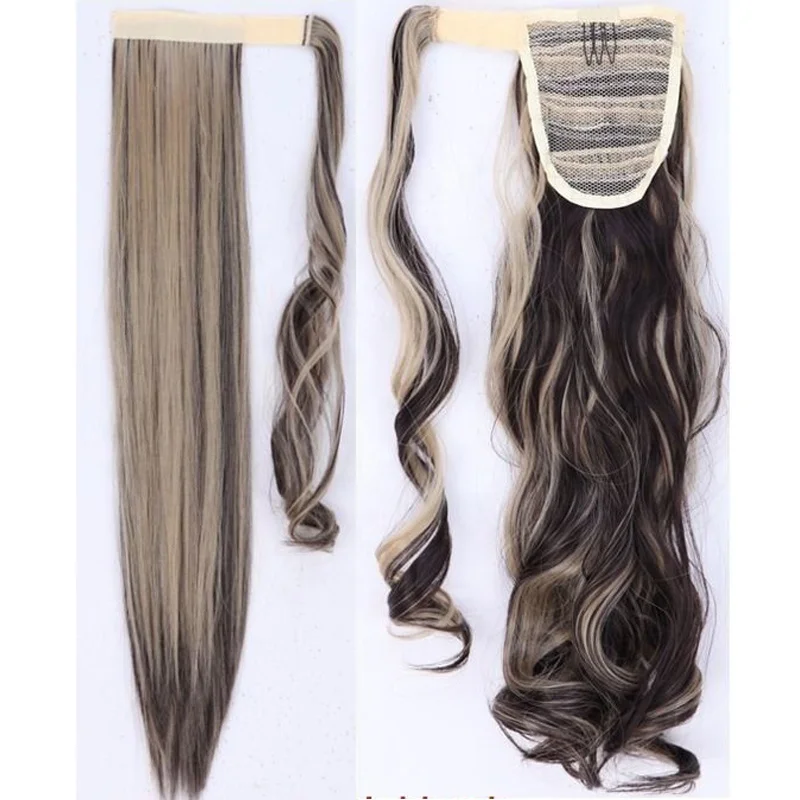 Snoilite High quality 26' synthetic wrap hair extension grey Ponytail hair