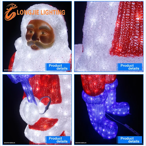 LED lighted outdoor life size santa christmas sleigh