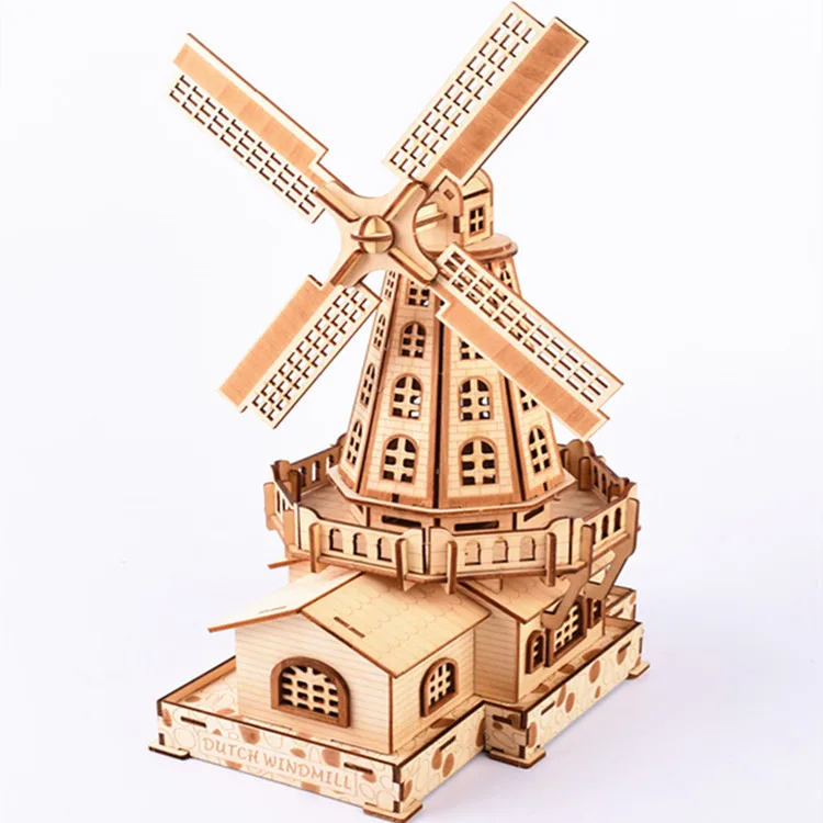 Assemble Thousand Sunny 3D Jigsaw Puzzle Educational  Dutch windmill Cheap 3D Wooden Puzzle