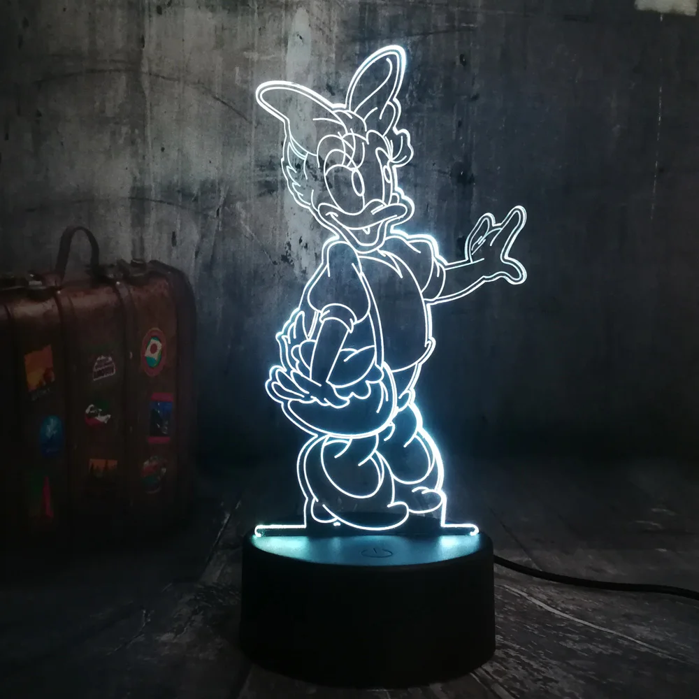Remote Control Lovely Girls Cute Daisy Duck Donald Lover 7 Color Change 3D LED Night Light Child Desk Lamp Birthday Christmas