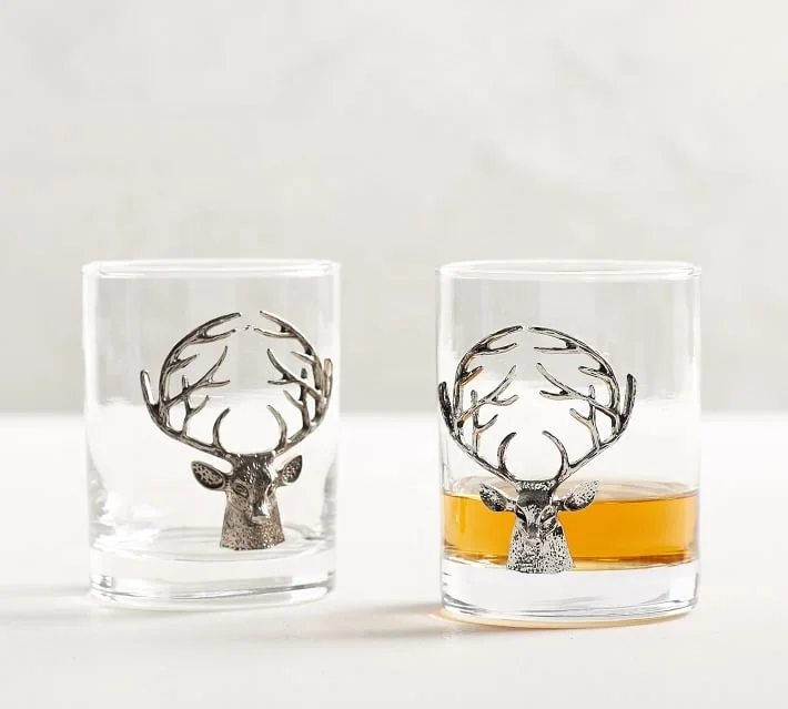 
BUCK WHISKY GLASSES STAG DOUBLE OLD FASHIONED GLASS 