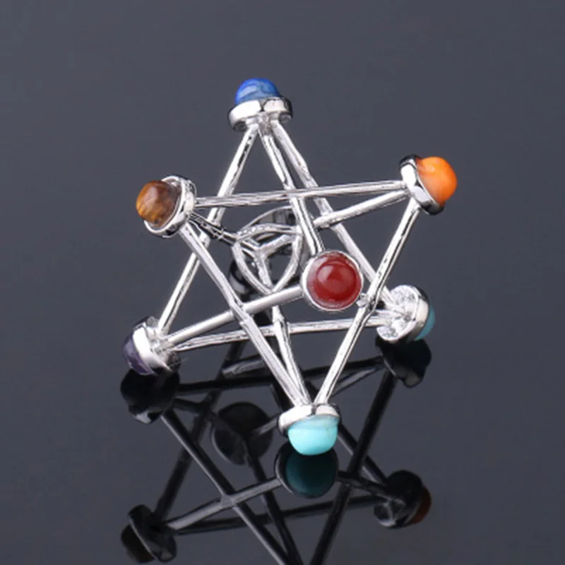 Wholesale Religious Merkaba Pendant Ornament Unisex Jewelry 7 Chakras Necklace