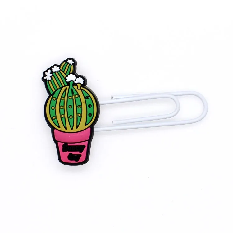 Продвижение подарок ПВХ мягкие металлические закладки пользовательские кактус закладки школьные принадлежности книга клипы