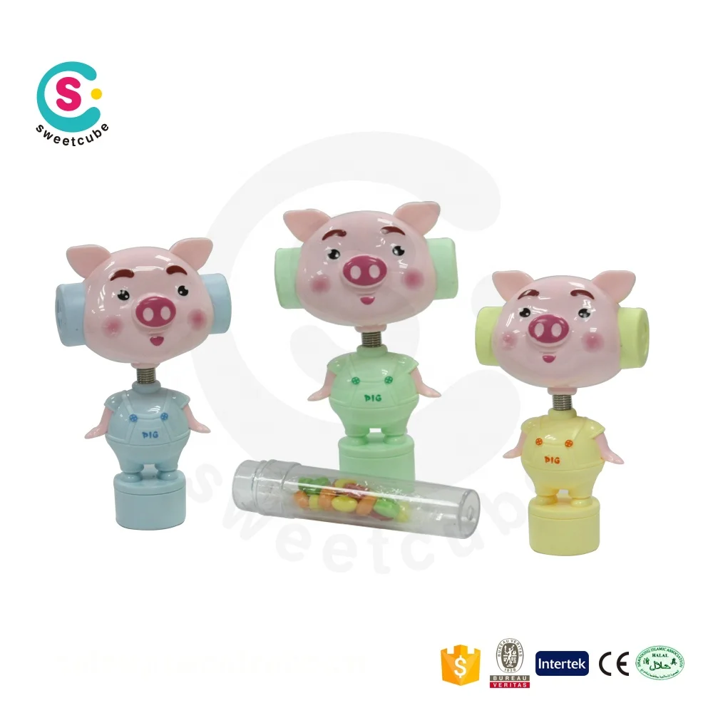 Sweetcube new item boy and girl robot shake whistle candy toy