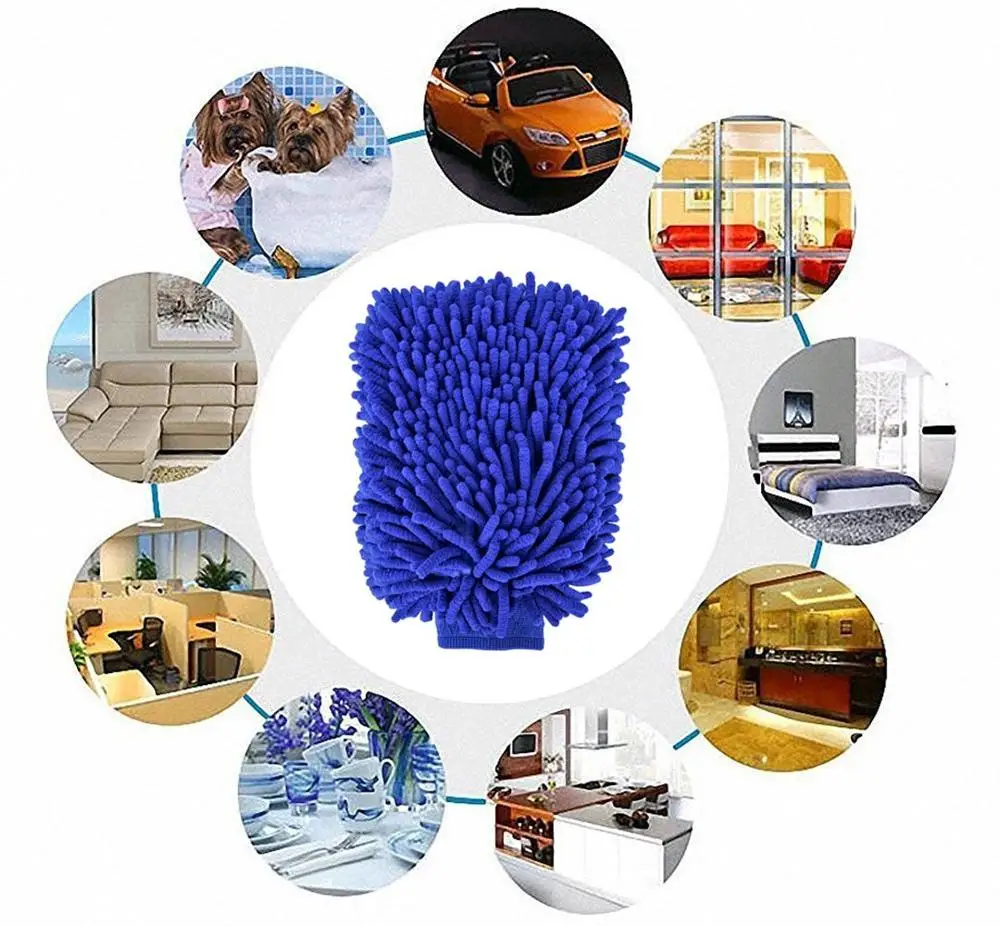 Car Wash Mitt - Double Side Premium Chenille Microfiber - Ultra-soft Wash Glove for Car Cleaning - Scratch-Free Not Fall Wool