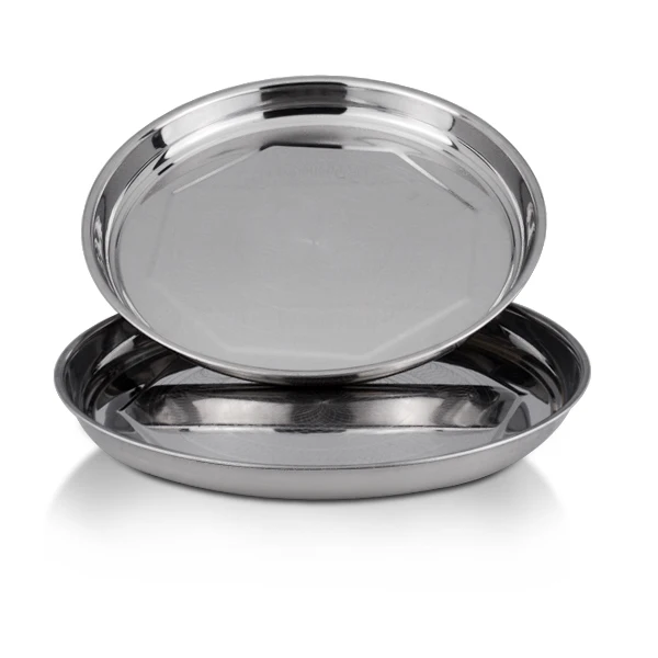 
Round trays plate racks unbreakable Stainless Steel Dinner Plate Sets 