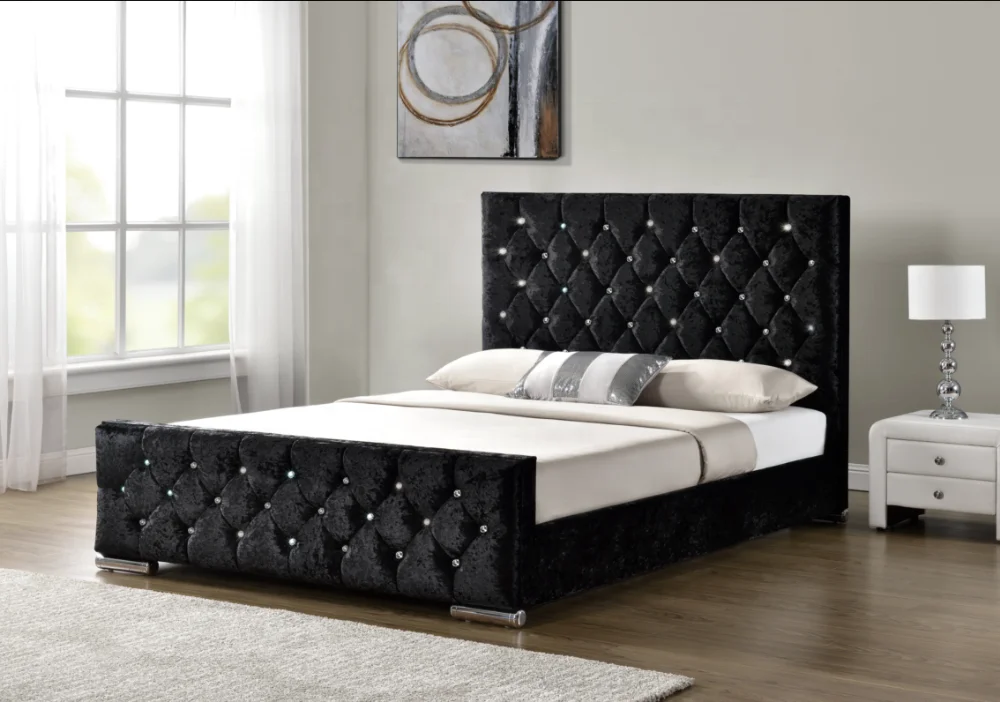 Willsoon furniture Double size crystal diamond velvet lift up storage bed 1151G Upholstered furniture bed