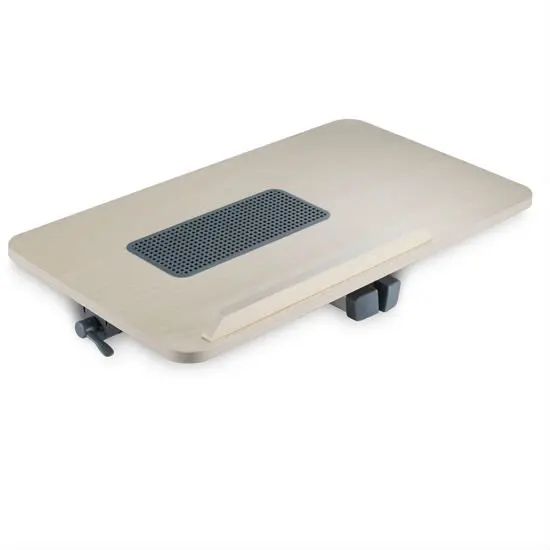 High quality  MDF wppden adjustable portable foldable laptop table with cooling fan on bed sofa