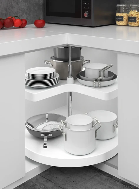 Cabinet organizer rotating wicker storage basket